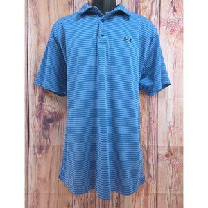 Under Armour Mens HeatGear Loose Fit Blue Striped Polo XL